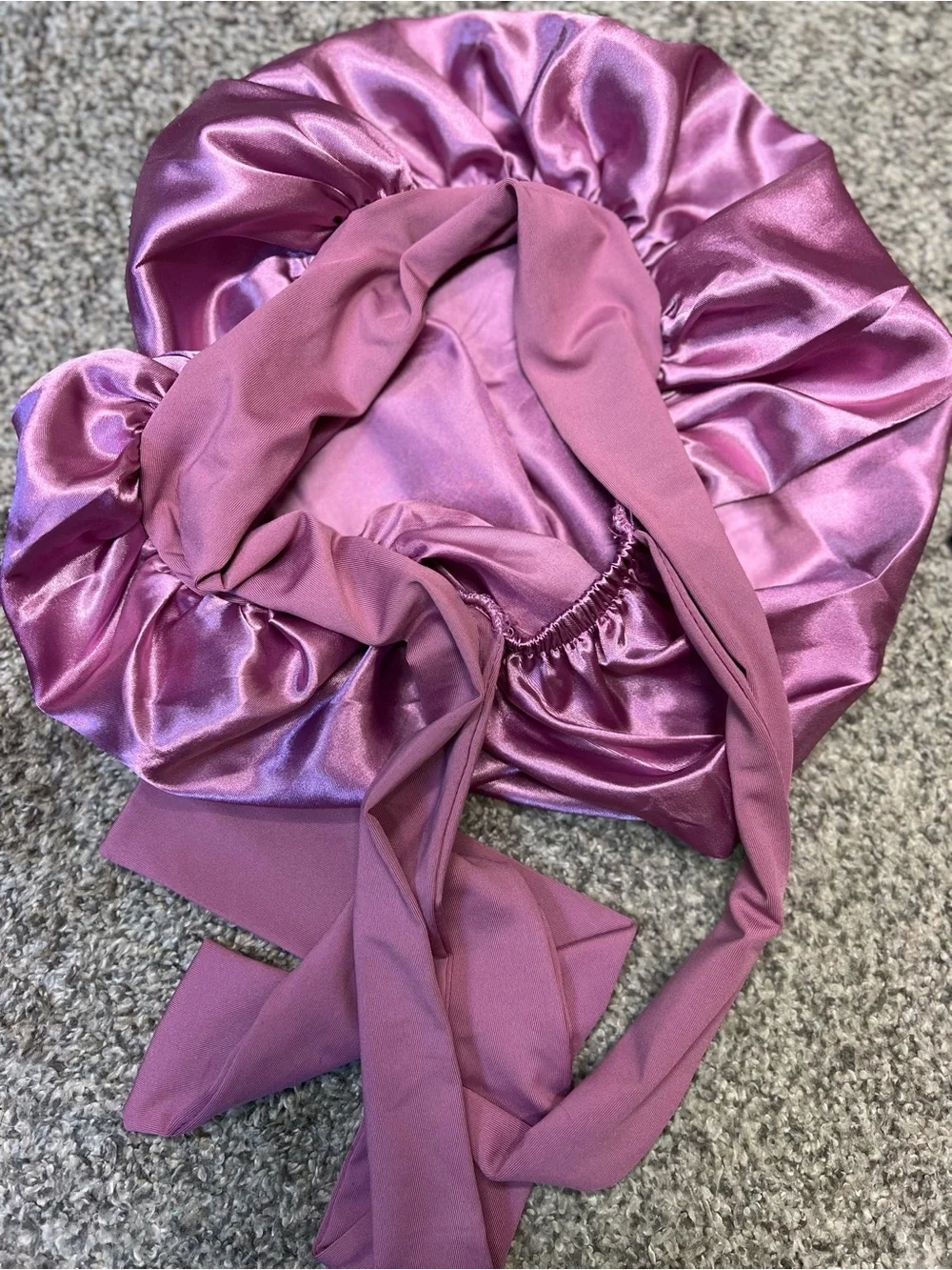 Satin Pillow Bonnet and Black Sleep Mask Set - Pink